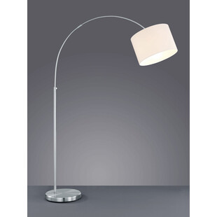 Lampa podłogowa łukowa z abażurem Hotel Biały/Nikiel Mat marki Trio