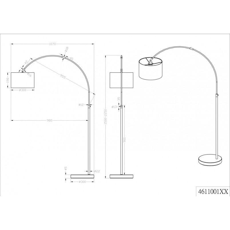 Lampa podłogowa łukowa Hotel | Trio - Elegancki Design