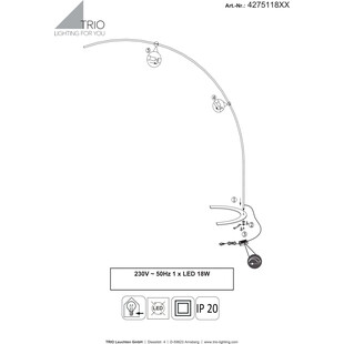 Lampa podłogowa Shanghai LED biała Trio - Eleganckie oświetlenie