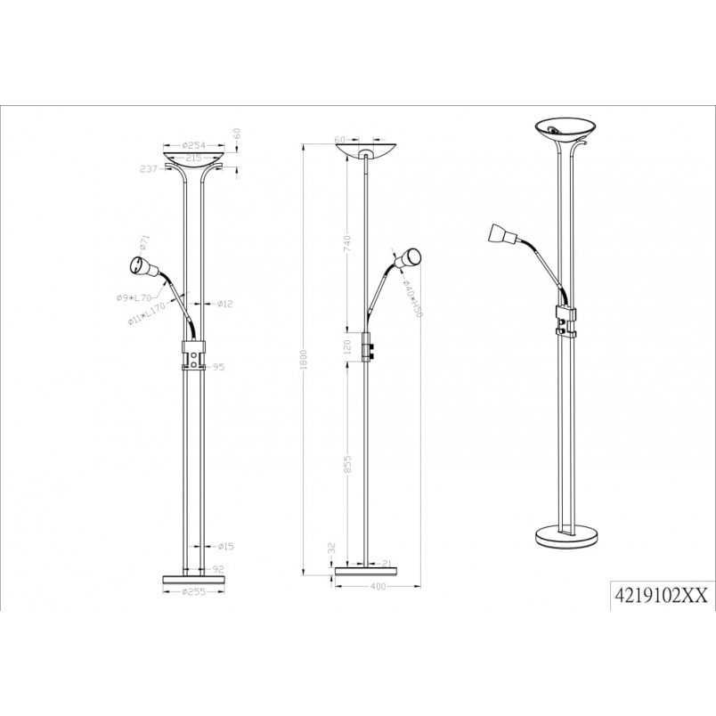 Lampa podłogowa Santo II LED | Trio - Elegancki design