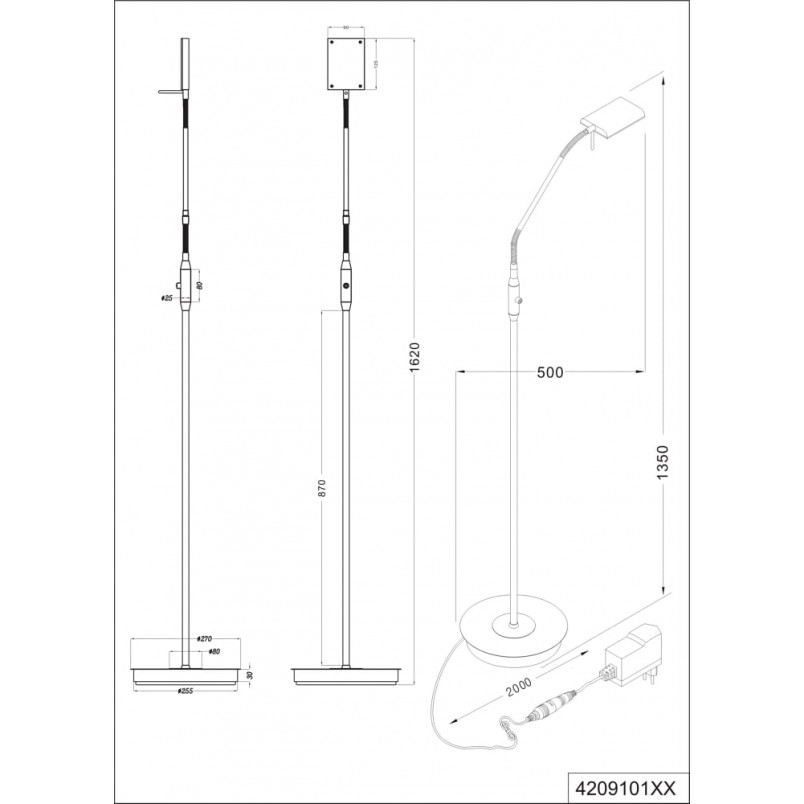 Lampa podłogowa mosiężna Bergamo LED Trio | Elegancki Design