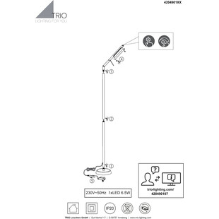 Lampa podłogowa LED Trio | Minimalistyczny design, ściemniacz