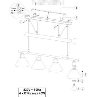 Lampa wisząca Stamina IV 80cm - Trio | Biały, Szkło