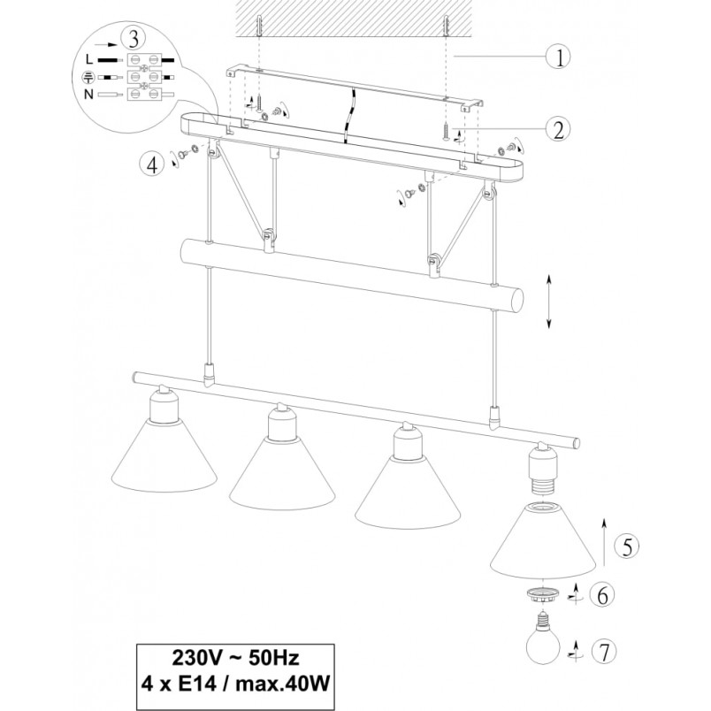 Lampa wisząca Stamina IV 80cm - Trio | Biały, Szkło