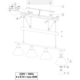 Lampa wisząca Stamina IV 80cm - Trio | Biały, Szkło