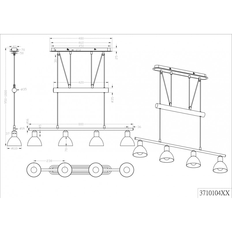 Lampa wisząca Levisto IV - Nowoczesny design | Trio