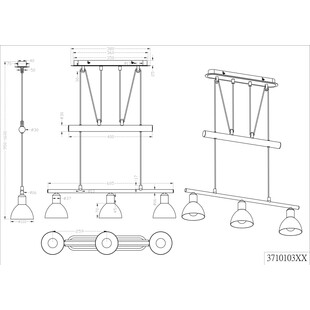 Lampa wisząca Levisto III | Biała, Mosiądz | Trio