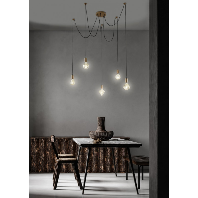 Lampa wisząca miedziana Trio Cord V | Loftowa, E27