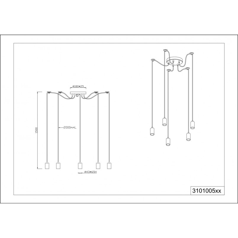Lampa wisząca miedziana Trio Cord V | Loftowa, E27