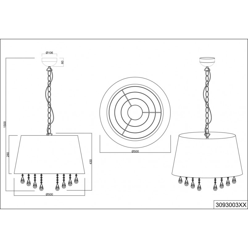 Lampa Wisząca Glamour Loreley Czarna | Trio - Odkryj Elegancję