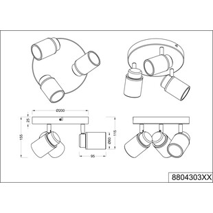 Plafon łazienkowy Angelo III Trio 20cm - Chrom