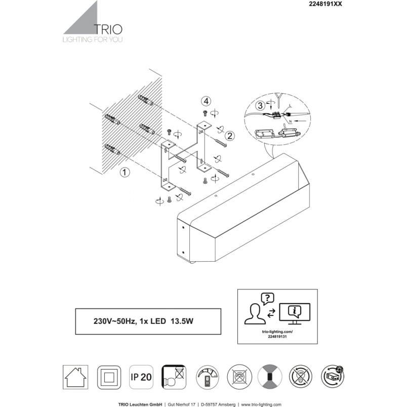 Kinkiet nad schody Arino Long | Trio - Loftowy Design