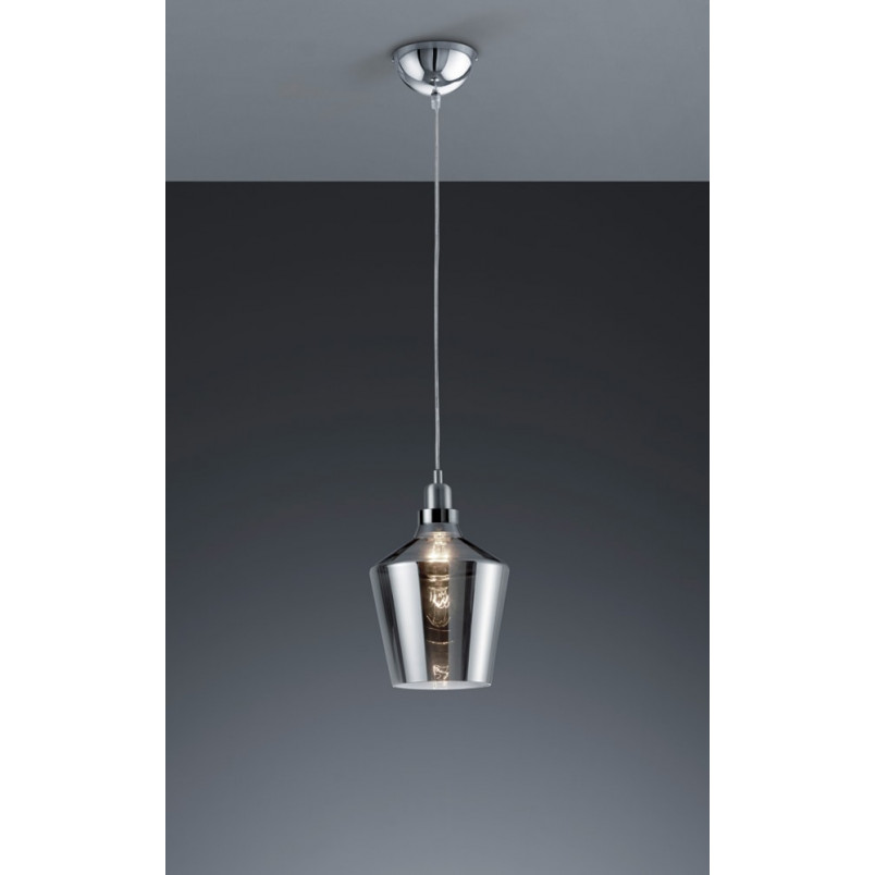 Lampa wisząca szklana Trio Calais 20cm - Retro, dymione szkło