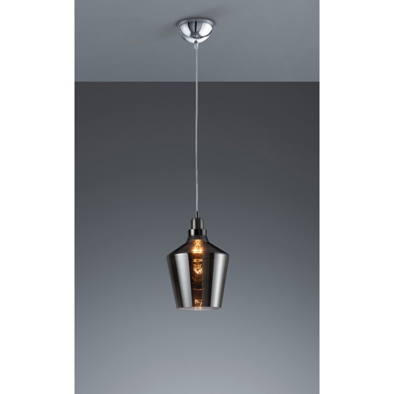 Lampa wisząca szklana Trio Calais 20cm - Retro, dymione szkło