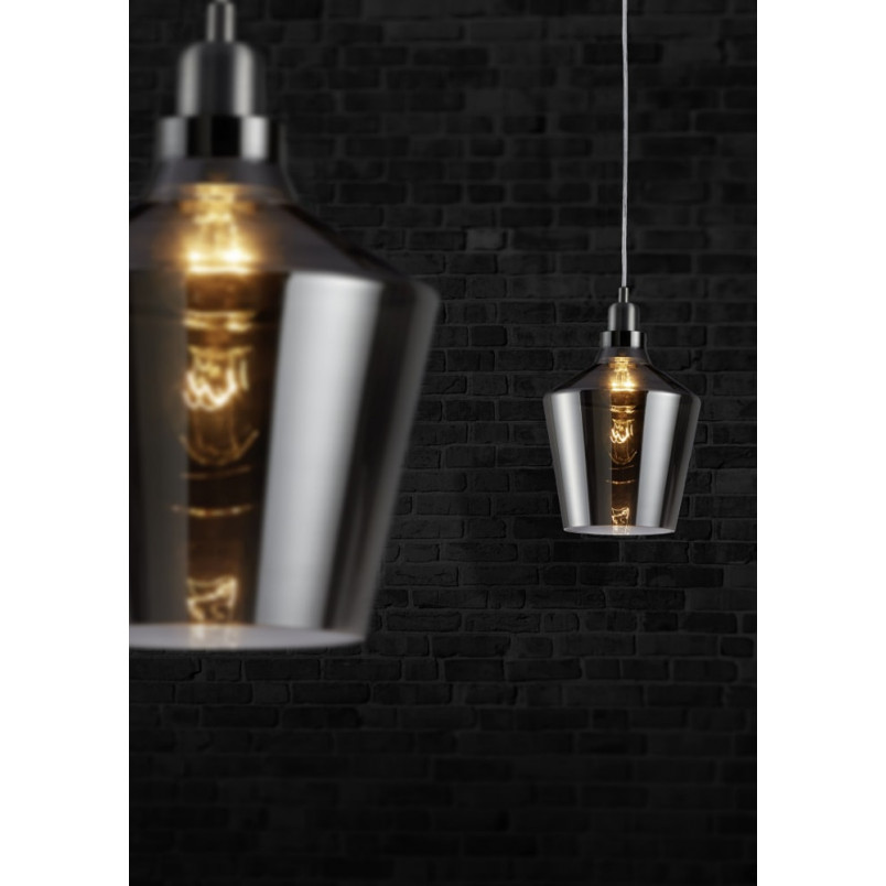 Lampa wisząca szklana Trio Calais 20cm - Retro, dymione szkło