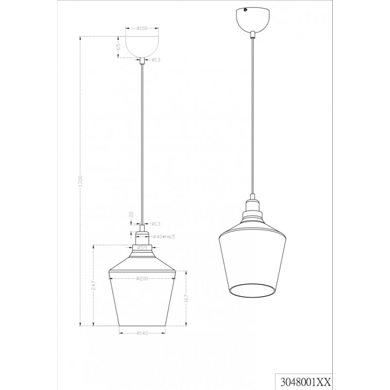 Lampa wisząca szklana Trio Calais 20cm - Retro, dymione szkło