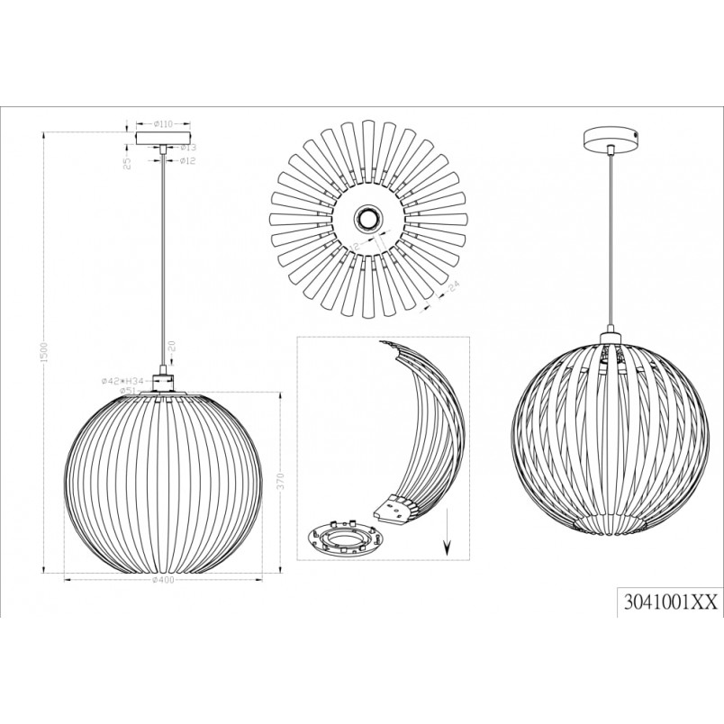 Lampa wisząca kula Trio Zucca chrom 40cm | Nowoczesne oświetlenie