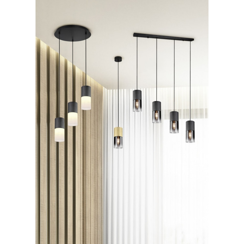 Lampa wisząca Trio Robin: Szkło dymione, mosiądz - Kup teraz!