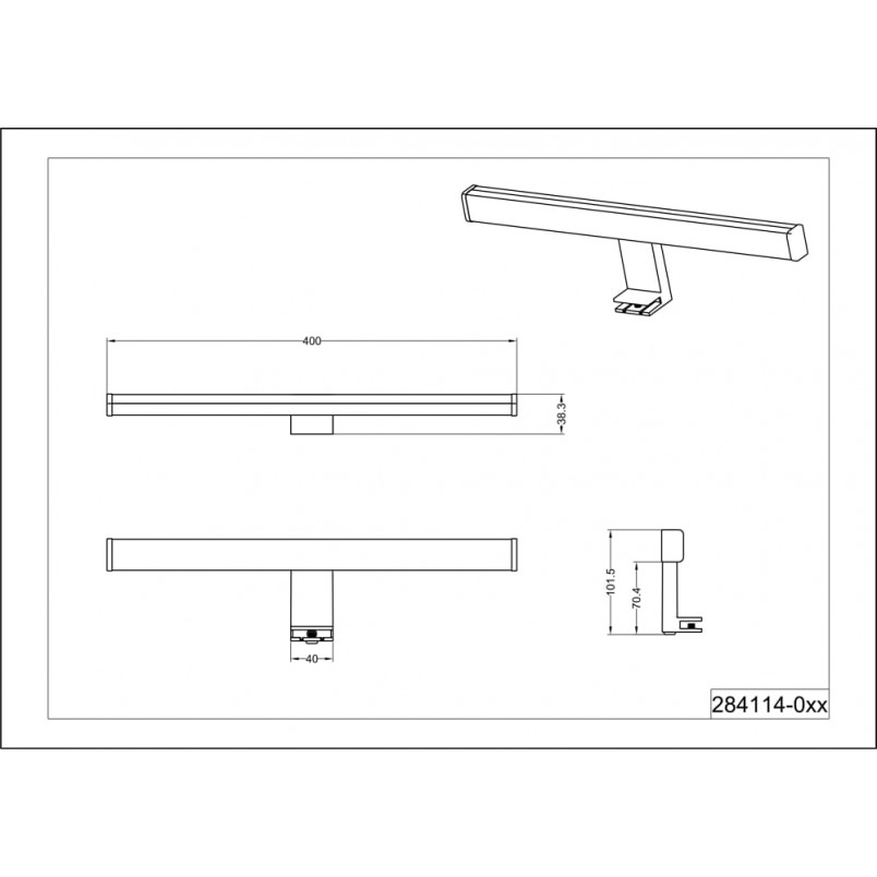 Kinkiet Lino LED czarny 40cm | Trio - Oświetlenie łazienkowe