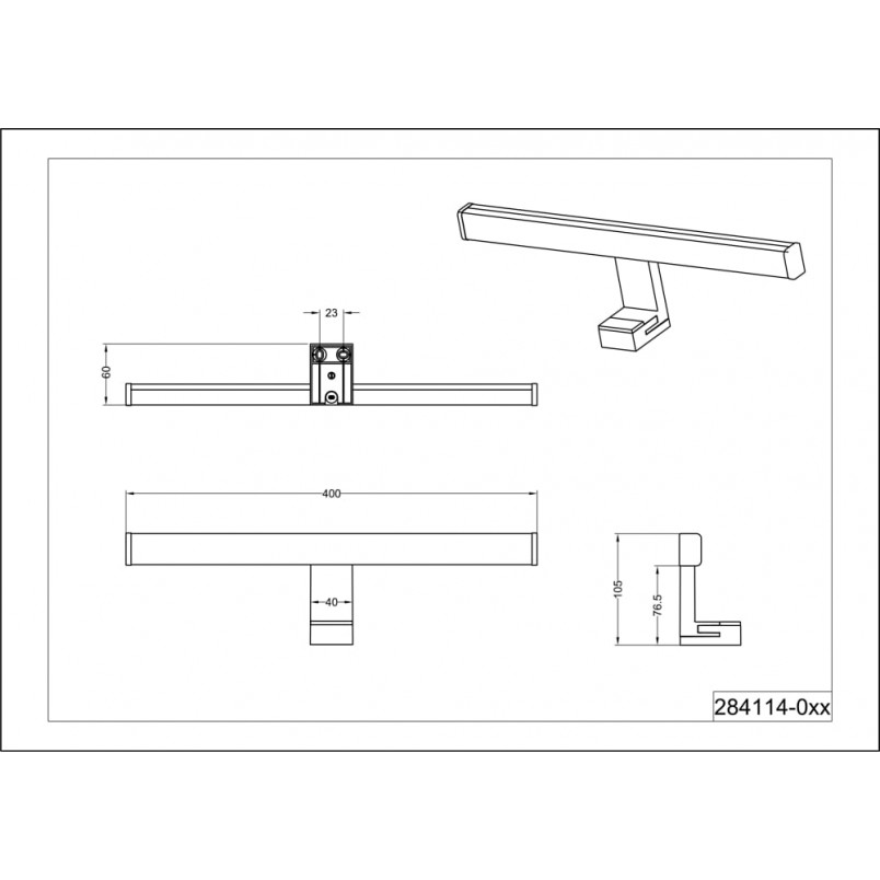Kinkiet Lino LED czarny 40cm | Trio - Oświetlenie łazienkowe
