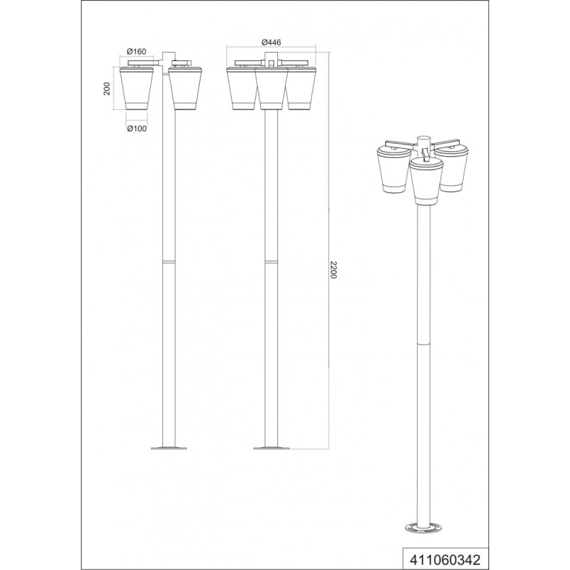 Latarnia Ogrodowa Cavado 220cm Antracyt Trio | Słupki Ogrodowe