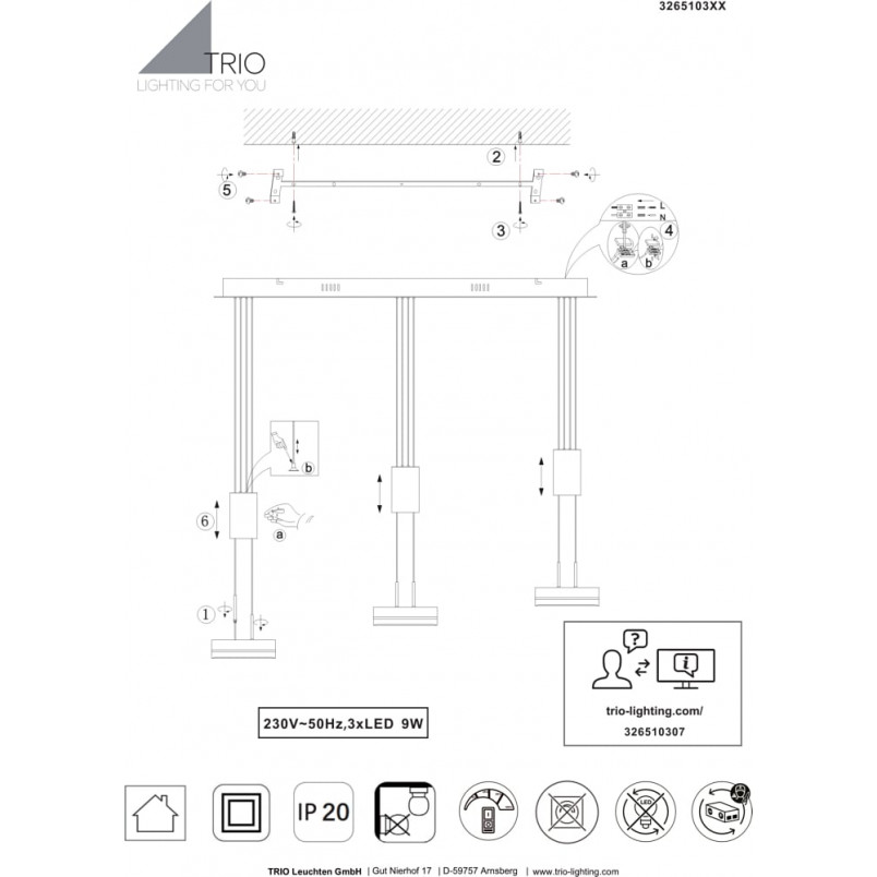 Lampa Wisząca LED Franklin Trio | Nowoczesny Design