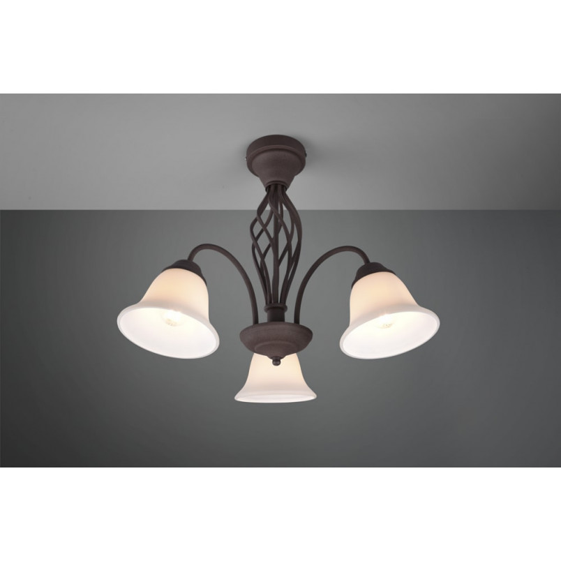 Plafon szklany Rustica | Trio - 55cm, miedziano-biały