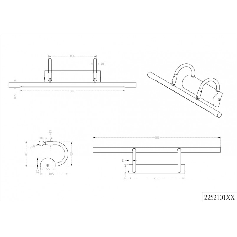 Kinkiet Cuadro LED Trio - Patyna, 48cm | Sklep z Lampami