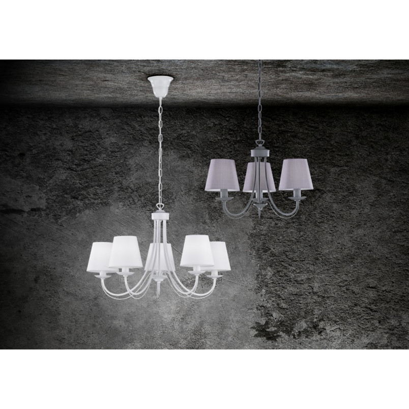 Żyrandol Cortez V - Biały, Klasyczny, 70cm | Trio