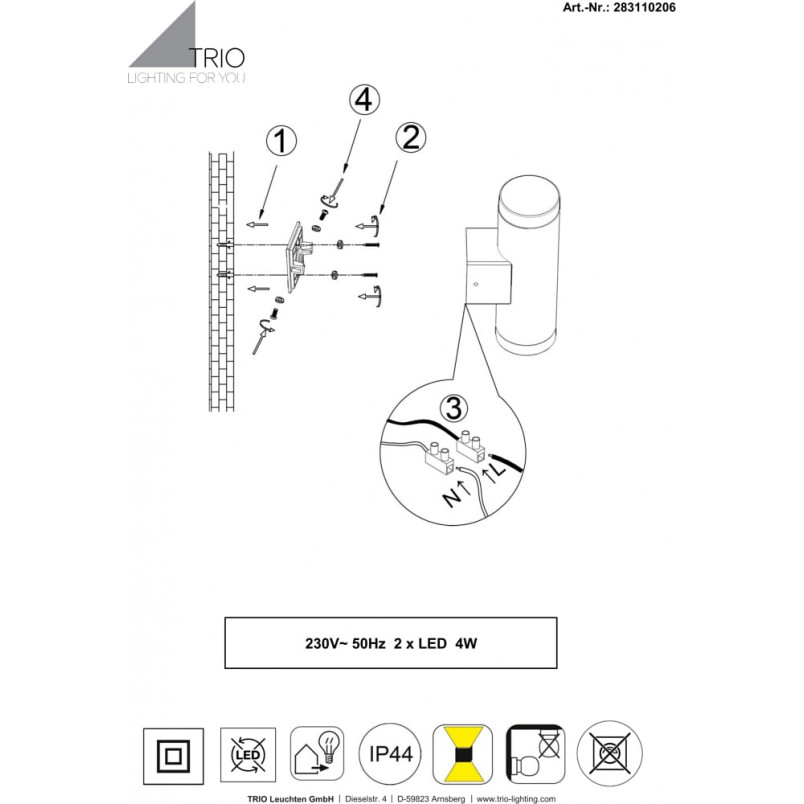 Kinkiet łazienkowy Ray LED chrom Trio - Oświetlenie IP44
