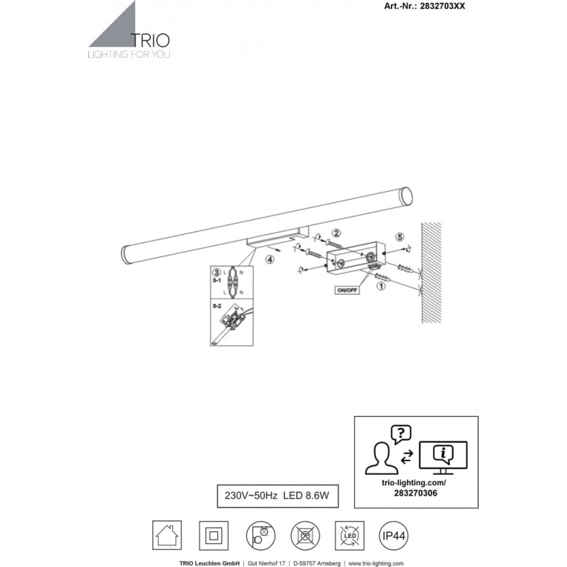 Kinkiet łazienkowy LED Trio Mattimo 80cm - Chrom | Sklep z lampami