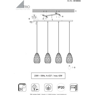 Lampa wisząca Onyx antracyt Trio - 4 punkty, ażurowe wzornictwo