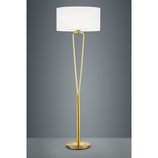 Lampa podłogowa glamour z abażurem Paris II Biały/Mosiądz Mat Trio