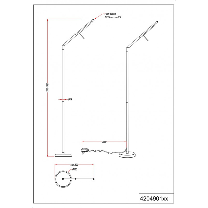 Lampa podłogowa LED Trio | Minimalistyczny design, czarny mat