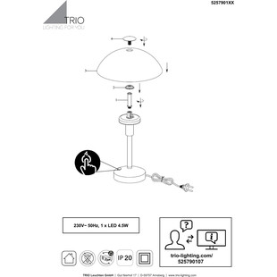 Lampa stołowa antyczna Donna | Trio - Biały / Mosiądz