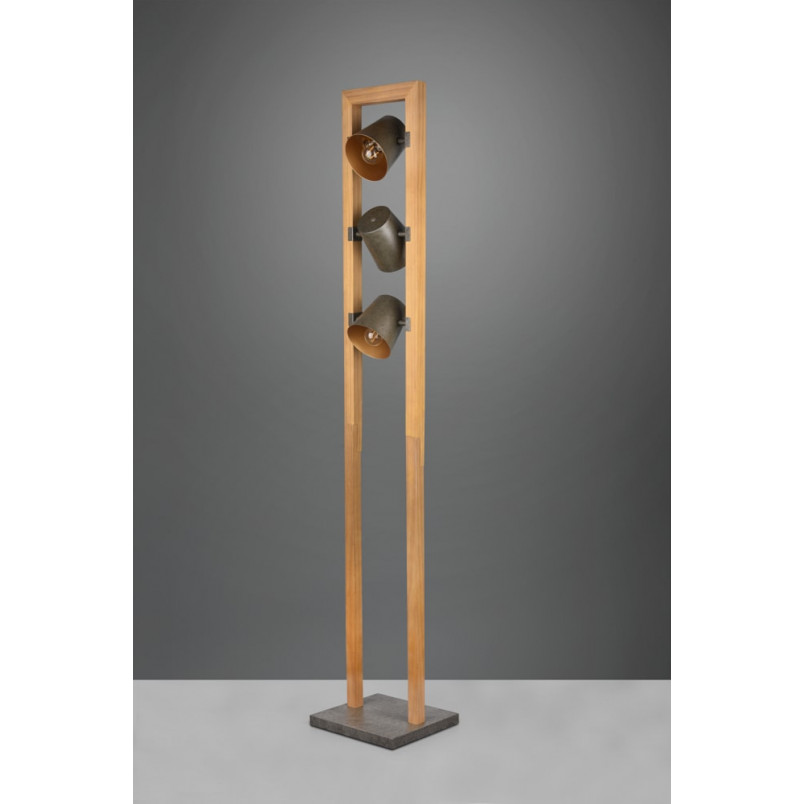 Lampa podłogowa industrialna Bell Trio - Loft i drewno