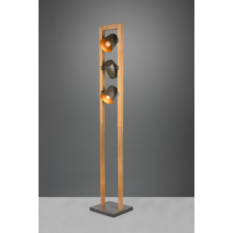 Lampa podłogowa industrialna Bell Trio - Loft i drewno