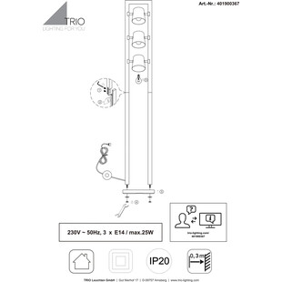 Lampa podłogowa industrialna Bell Trio - Loft i drewno