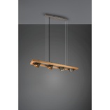 Lampa industrialna Bell IV | Trio - 100cm, Nikiel + Drewno