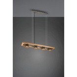 Lampa industrialna Bell IV | Trio - 100cm, Nikiel + Drewno