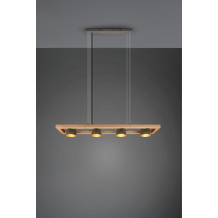 Lampa industrialna Bell IV | Trio - 100cm, Nikiel + Drewno