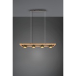 Lampa industrialna Bell IV | Trio - 100cm, Nikiel + Drewno