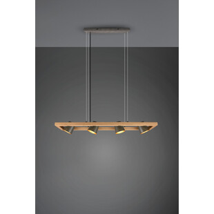 Lampa industrialna Bell IV | Trio - 100cm, Nikiel + Drewno