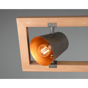 Lampa industrialna Bell IV | Trio - 100cm, Nikiel + Drewno