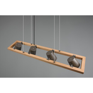 Lampa industrialna Bell IV | Trio - 100cm, Nikiel + Drewno