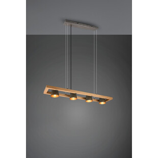 Lampa industrialna Bell IV | Trio - 100cm, Nikiel + Drewno