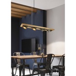 Lampa industrialna Bell IV | Trio - 100cm, Nikiel + Drewno