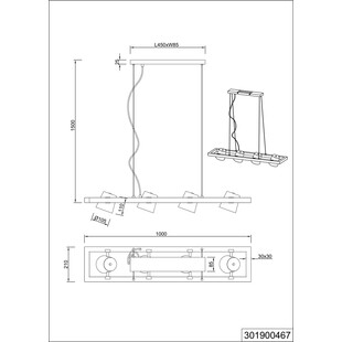 Lampa industrialna Bell IV | Trio - 100cm, Nikiel + Drewno