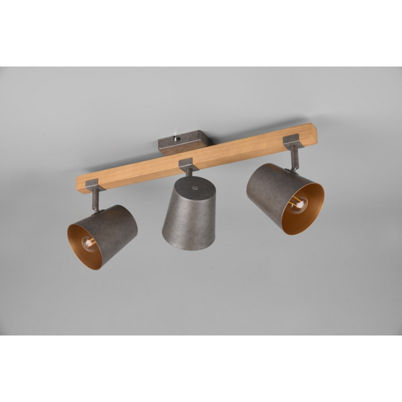 Reflektor industrialny Bell III Trio | Loft, drewno, E14