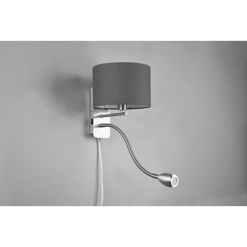 Kinkiet z abażurem Trio Hotel | Lampa do czytania - Szary